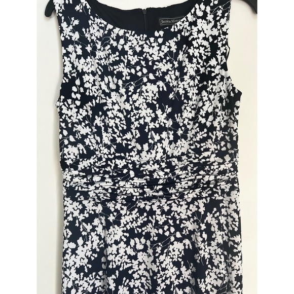 Jessica Howard Navy White Floral Sleeveless Midi Dress Size 8 - Picture 2 of 8